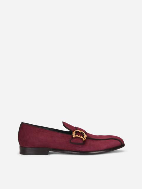 Suede loafers with baroque DG logo