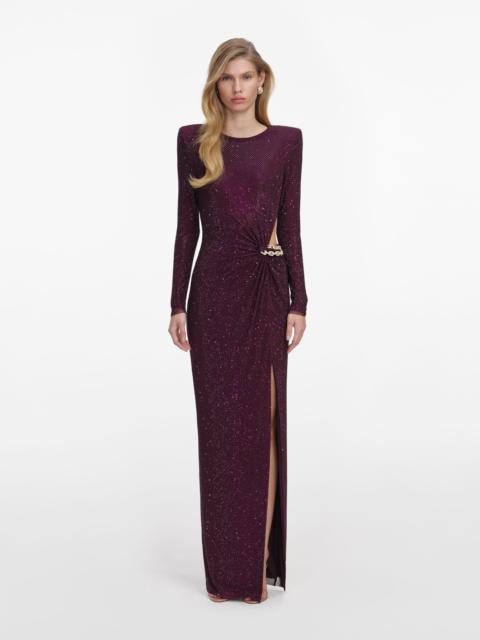 self-portrait Burgundy Rhinestone Embellished Maxi Dress