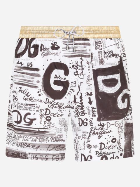 Dolce & Gabbana Mid-length swim trunks with logo print