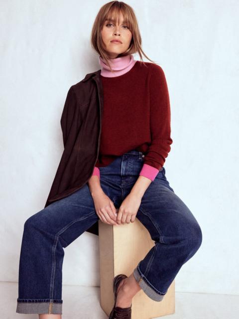 BODEN Eva Cashmere Roll Neck Sweater-Chestnut, Colour Block