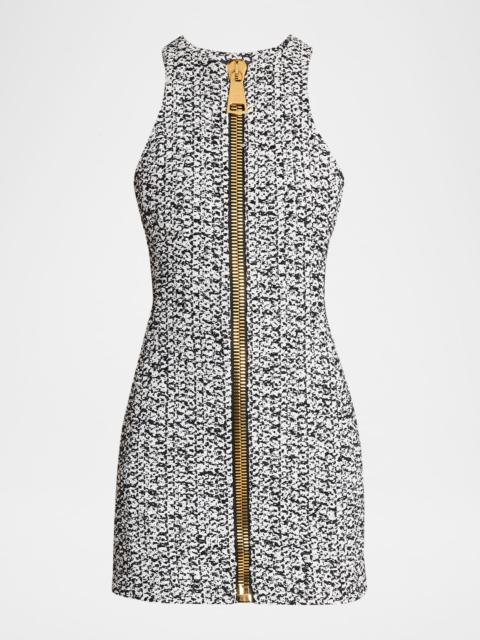 Zipped Tweed Mini Dress