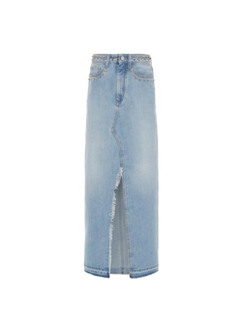 DENIM LONG SKIRT WITH EMBELLISHMENT