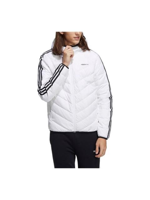 Men's adidas neo 3s Lw Down Jk Logo Printing Stay Warm Hooded Sports With Down Feather White Jacket 