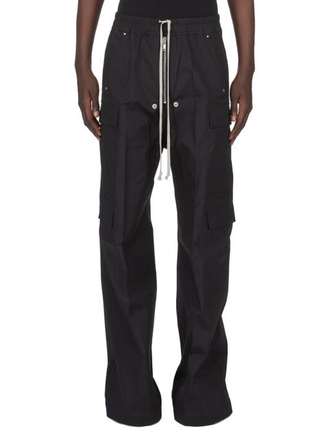 Wide-Leg Cotton-Blend Poplin Drawstring Cargo Trousers