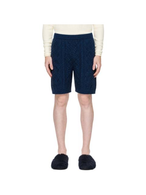 Marni Navy Twisted Cotton Shorts