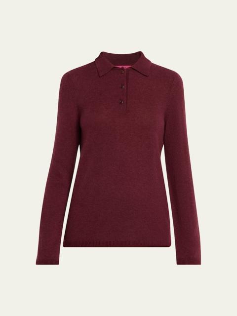 Laurel Cashmere Long-Sleeve Polo Sweater
