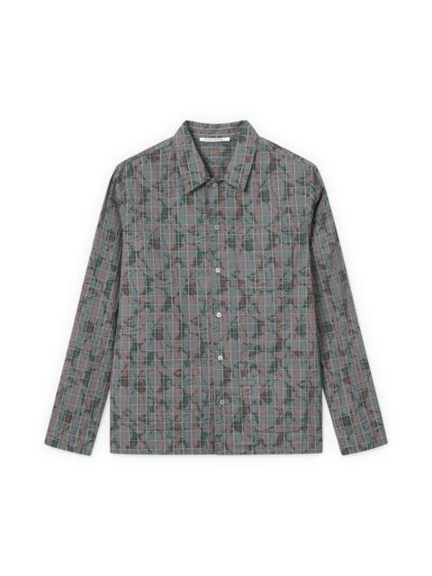 Wood Wood David Swirl Grid Cotton Button-Up Shirt