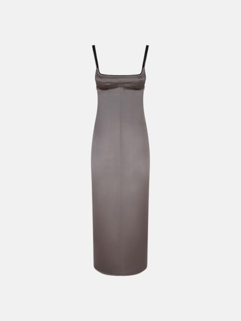 THE ATTICO GREY SATIN MIDI DRESS