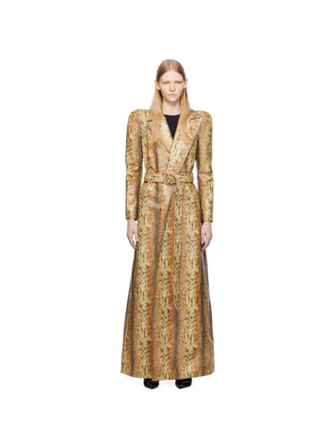 Tan Leopard Leather Trench Coat