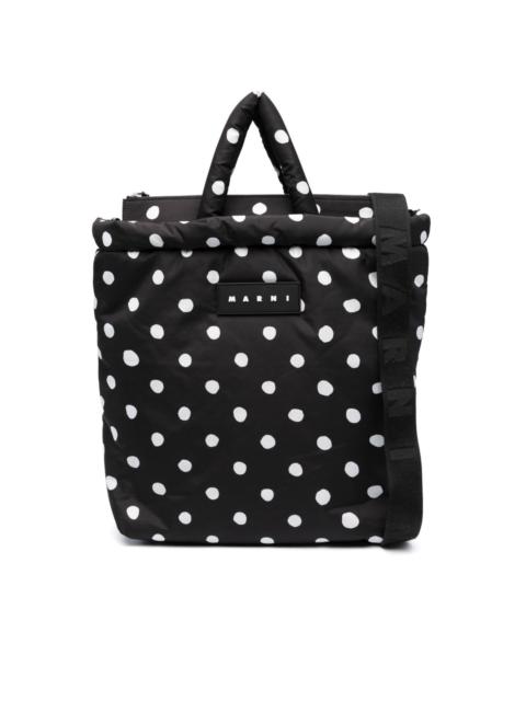 Marni logo-patch polka-dot tote bag