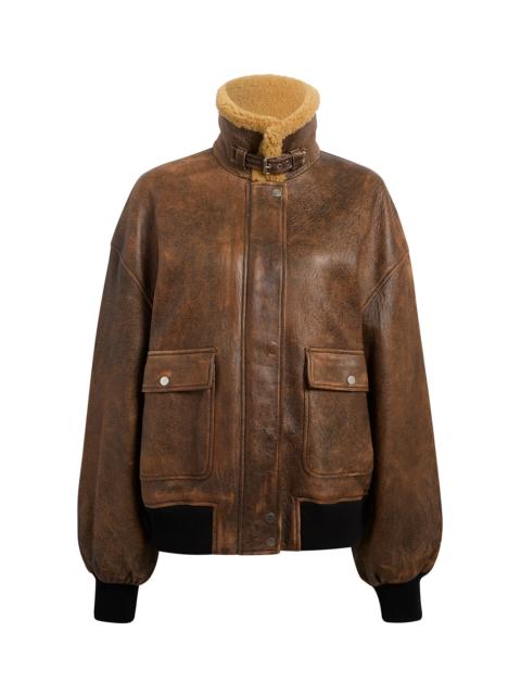 KHAITE Sandor Bomber Leather Jacket brown