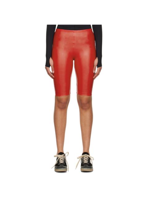 MM6 Maison Margiela Red Faux-Leather Shorts