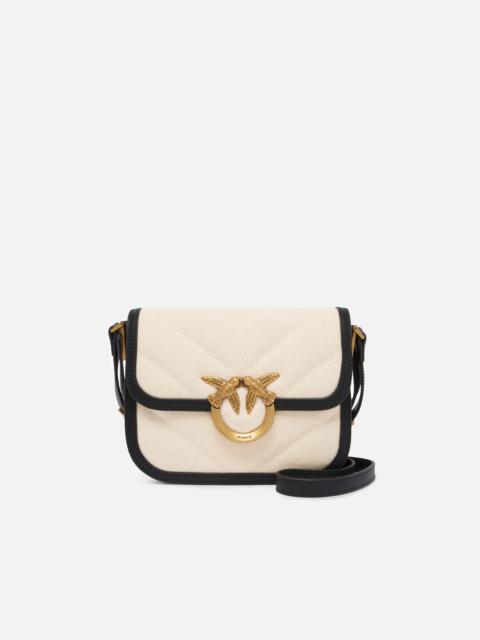 LOVE BAG SQUARE HANDBAG IN CANVAS AND LEATHER