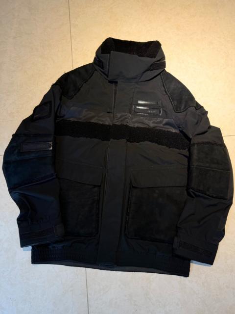 Prada Prada Black Multi-Material Collared Zip-Up Jacket