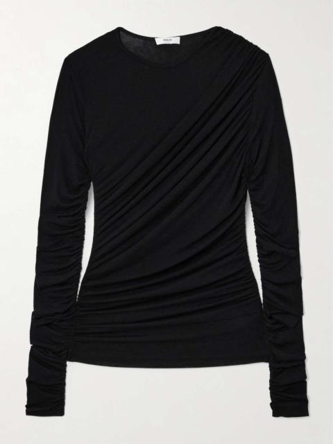 AGOLDE Tania draped stretch-TENCEL™ Lyocell jersey top Black