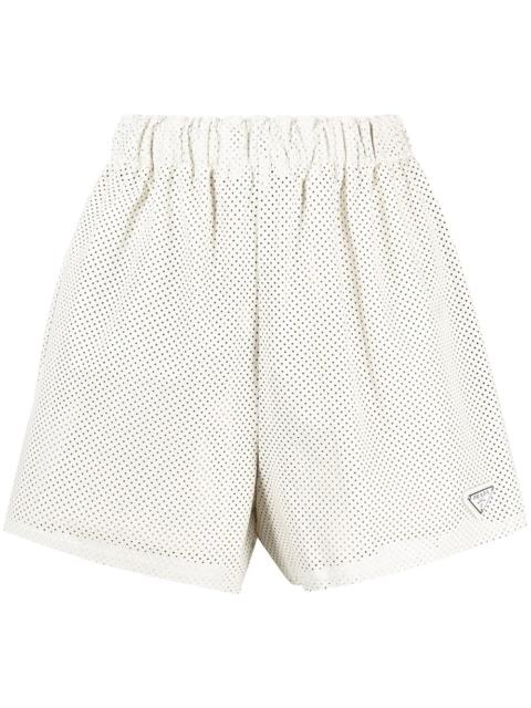 Prada high-waisted logo-plaque shorts