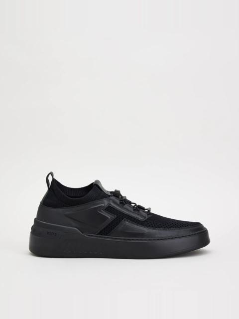 Tod's NO_CODE X IN LEATHER AND HIGH TECH FABRIC - BLACK