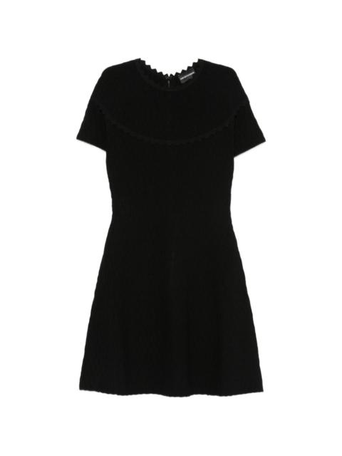 EMPORIO ARMANI scallop-edge textured-finish mini dress