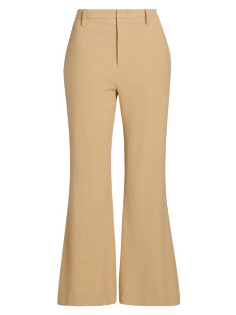 Vince Women's Stretch Linen Mid-Rise Crop Flare Trousers - Pale Nut