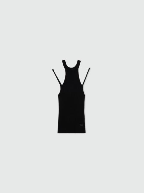 MSGM Black techno-viscose halter-neck top with strap detail