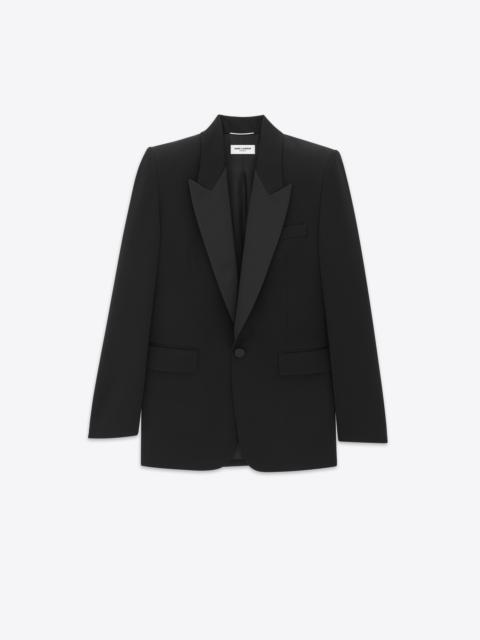 SAINT LAURENT oversized tuxedo jacket in grain de poudre
