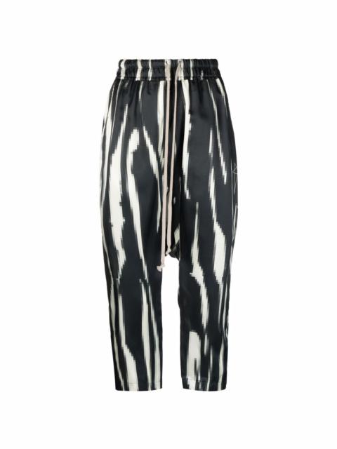 zebra-print dropped crotch trousers