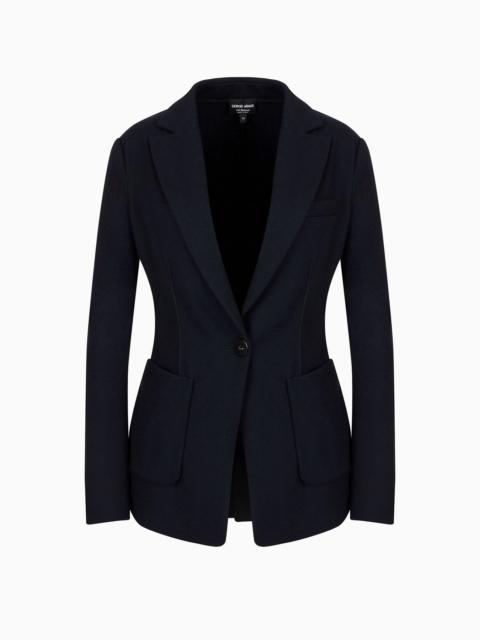 GIORGIO ARMANI Single-breasted jacket in pure cashmere jersey