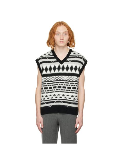 SOLID HOMME Black Jacquard Vest