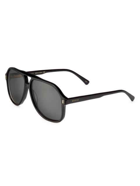 GUCCI Men's 60MM Pilot Sunglasses - Black