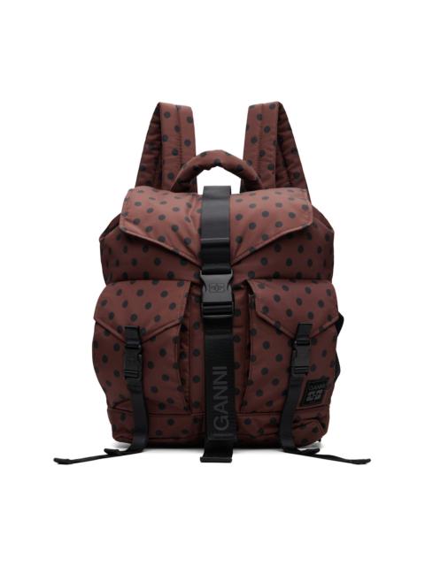 GANNI Brown Re-Tech Printed Nylon Backpack