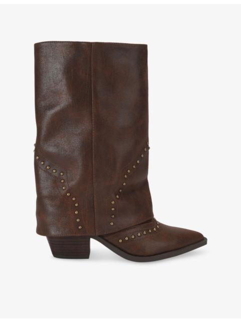 STEVE MADDEN Saddle Faux-Leather Western Boots