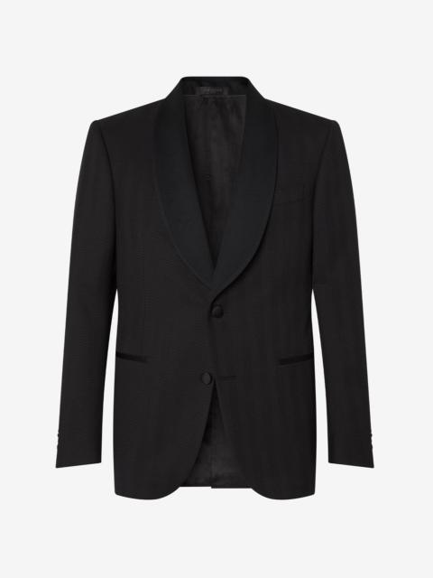 CORNELIANI Black 3D chevron wool tuxedo jacket