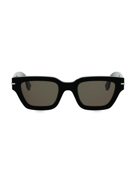 FENDI Men's Fendi Selleria 50MM Rectangular Sunglasses - Shiny Black And Brown