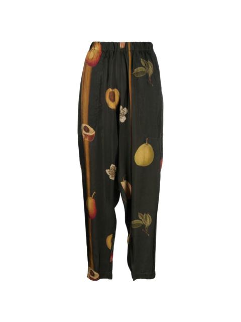 fruit-print tapered trousers