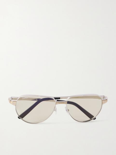 Cartier Santos De Cartier Aviator-style Gold- And Silver-tone Sunglasses
