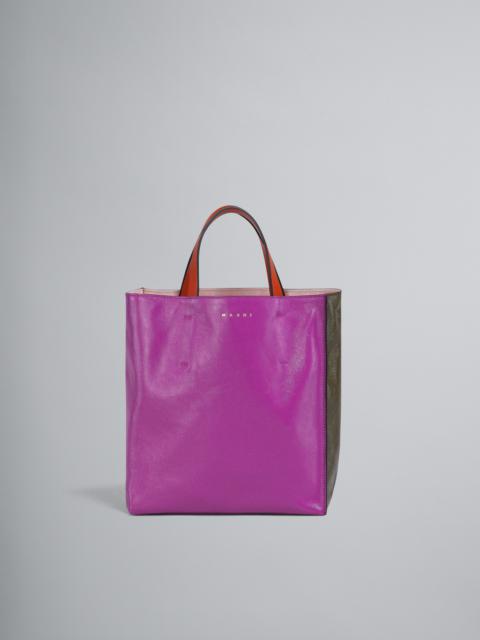 Marni MUSEO SOFT SMALL BAG IN FUCHSIA AND GREEN LEATHER
