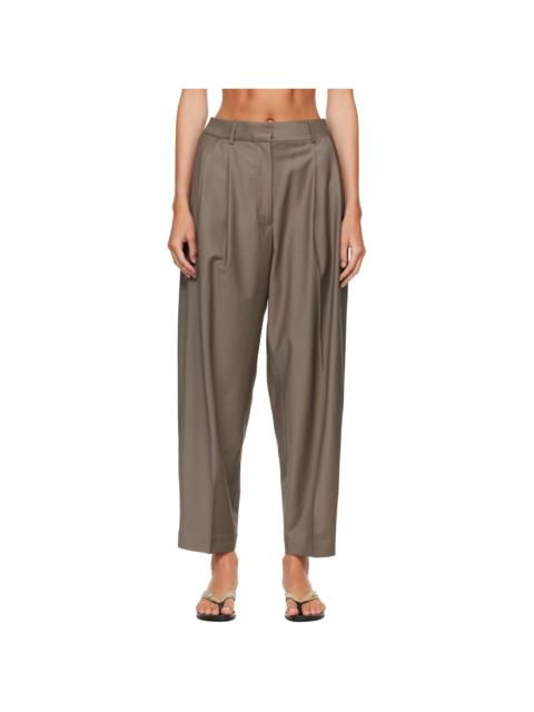 CORDERA Beige Virgin Wool Masculine Barrel Trousers