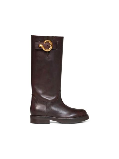 Etro leather boots with Paisley buckle