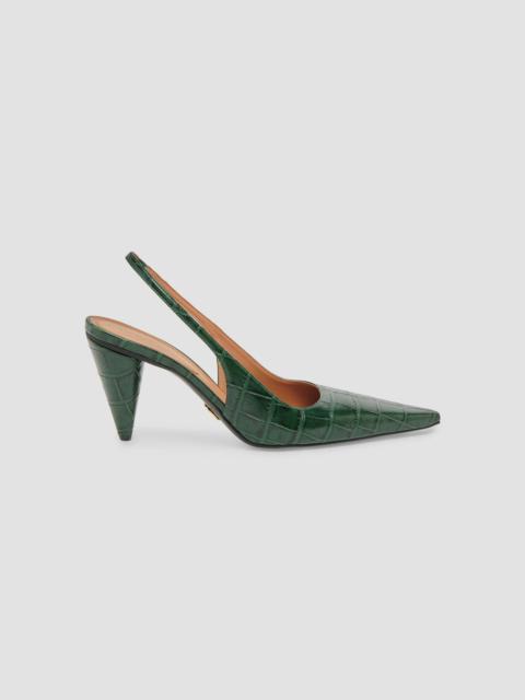 Stella McCartney Women's 80MM Croc-Embossed Cone-Heel Slingback Pumps - Pine
