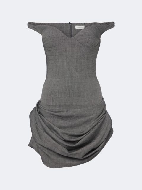 MAGDA BUTRYM Off-shoulder herringbone wool-blend minidress