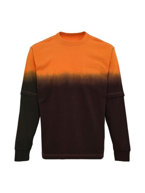 sacai Garment Dye Cotton Jersey Long Sleeve Tee