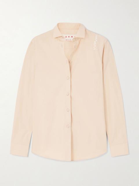 Marni Embroidered organic cotton-poplin shirt Peach