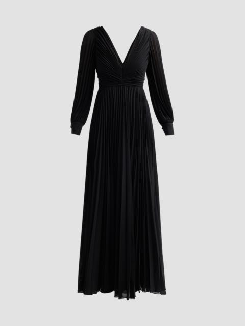 BADGLEY MISCHKA Women's Pleated Chiffon Long-Sleeve Gown - Black