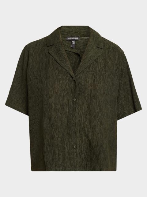 EILEEN FISHER Crinkled Boxy Button-Front Shirt
