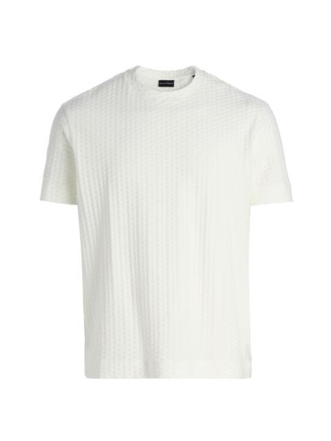 EMPORIO ARMANI Men's Textured Geometric-Print Cotton T-Shirt - White