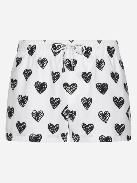 Dolce & Gabbana Short swim trunks with heart print