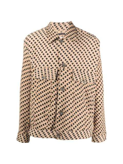 woven-print button-up jacket