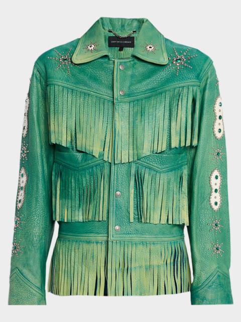 COÛT DE LA LIBERTÉ Dolly Embellished Fringed Leather Jacket