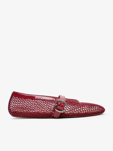 Alaïa Patent red mesh ballet flats
