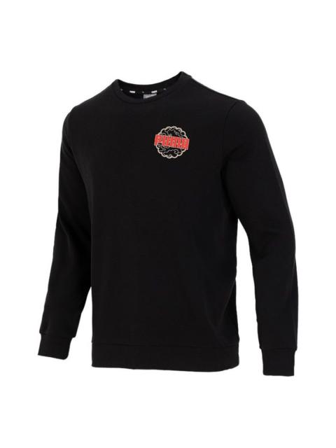 PUMA PUMA Logo Printing Sports Round Neck Pullover Black 532912-01